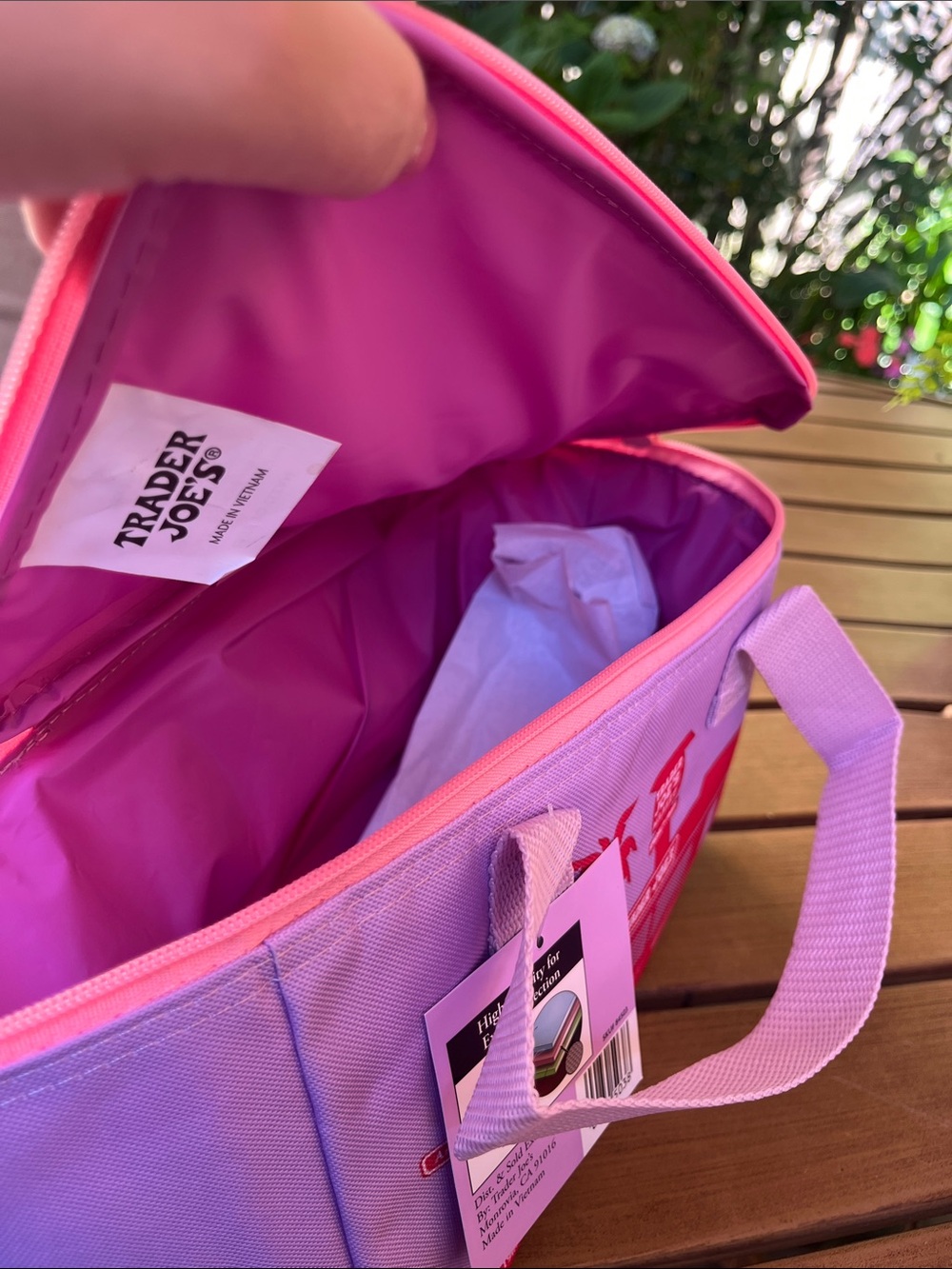Trader Joe's Pink & Purple Mini Insulated lunch  Tote - Picture 3 of 3